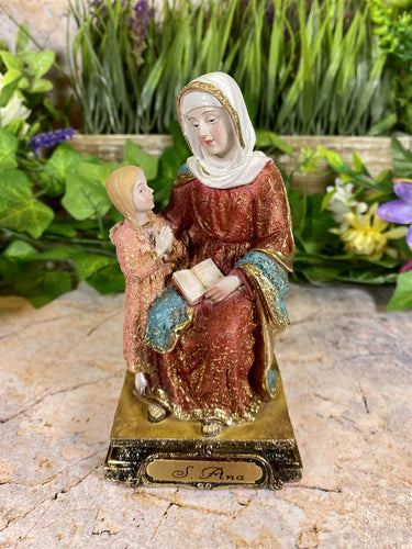 Saint Anne and Child Resin Figurine, Religious Statue, Patron Saint Decor, Inspirational Christian Art, Hand-Painted Family Sculpture-OsirisTradingUK