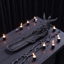Load image into Gallery viewer, Dark Pagan Baphomet Incense Tray | Serpent Wrapped Goat Head Resin Burner Decor
