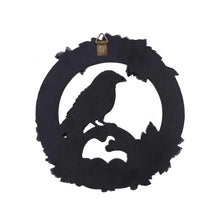 Load image into Gallery viewer, Gothic Raven Wall Plaque Dark Bird Wreath Floral Witchcraft Ornament  Decor
