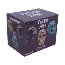 Load image into Gallery viewer, Pink Gothic Tattoo Skull Money Box | Resin Skull Coin Bank | Tattoo Fund Gift Box
