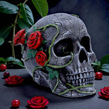 Load image into Gallery viewer, Gothic Skull with Roses Figurine Floral Vine Dark Fantasy Ornament Sculpture Art
