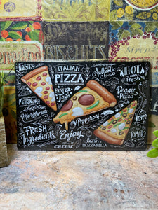 Gourmet Pizza Types Metal Sign - Vintage-Style Pizzeria Decor with Vibrant Slices & Names - 20x30cm-OsirisTradingUK