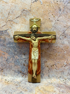 Sacred Resin Holy Trinity Wall Cross - 20cm Spiritual Crucifix with Divine Figurines, Religious Home Decor, Blessed Wall Hanging-OsirisTradingUK