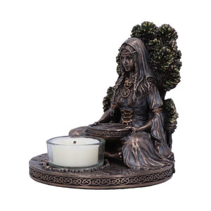 Danu Irish Goddess Bronze Tealight Holder | Celtic Decor | Handcrafted Resin 12.5cm