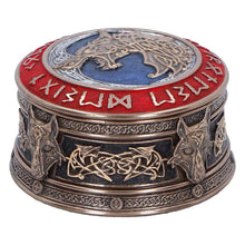 Load image into Gallery viewer, Fenrir Treasure Box Norse Mythology Viking Wolf Rune Storage Keepsake Trinket
