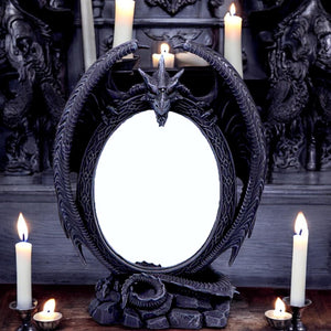 Gothic Dragon Mirror Fantasy Home Decor Figurine Halloween Spooky Free Standing Gift