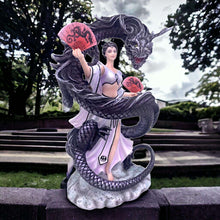 Load image into Gallery viewer, Anne Stokes Collection | Oriental Dragon Mistress Figurine | Asian-Inspired Mythical Fantasy Sculpture | Elegant Geisha with Black Dragon-OsirisTradingUK
