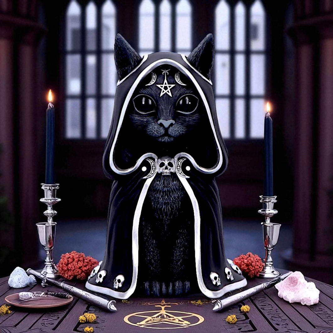 Zefur Cult Cuties Figurine Gothic Black Cat Ornament Occult Altar Statue Gift