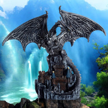 Laden Sie das Bild in den Galerie-Viewer, Magic Silver Castle Guardian Dragon Figurine - Fantasy Statue Ornament
