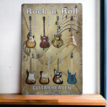 Load image into Gallery viewer, Vintage Rock &#39;n&#39; Roll Guitar Heaven Metal Wall Sign - Retro Music Decor for Home, Studio, or Man Cave, 30 x 20 cm-OsirisTradingUK
