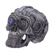 Load image into Gallery viewer, Gothic Cyberpunk Silver Skull Figurine Mechanical Detailing  Steampunk Ornament
