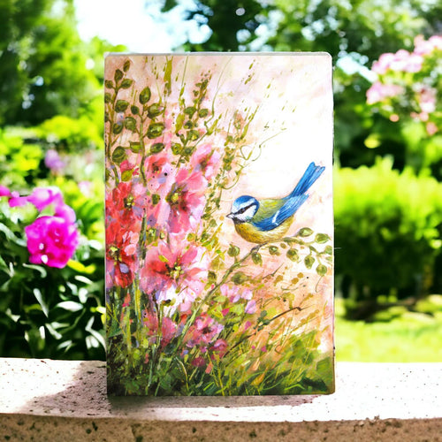 Hollyhocks Sway Ceramic Picture Tile Art Print by Judith Yates 30x20cm Wall Decor-OsirisTradingUK