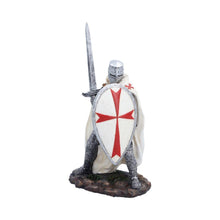 Laden Sie das Bild in den Galerie-Viewer, White Templar Knight Statue Figurine Ornament Medieval Crusader Sword Shield
