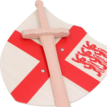 Load image into Gallery viewer, St. George Medieval Wooden Shield &amp; Sword Set Knight Costume Accessory

