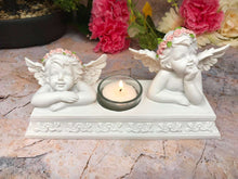 Load image into Gallery viewer, Angelic Cherubs Resin Candle Holder, Elegant Twin Cherub Tealight Stand, Indoor Decorative Angel Figurine, Heavenly Inspired Home Accent-OsirisTradingUK
