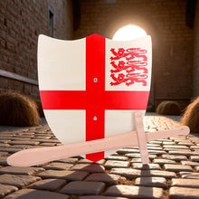 Load image into Gallery viewer, St. George Medieval Wooden Shield &amp; Sword Set Knight Costume Accessory
