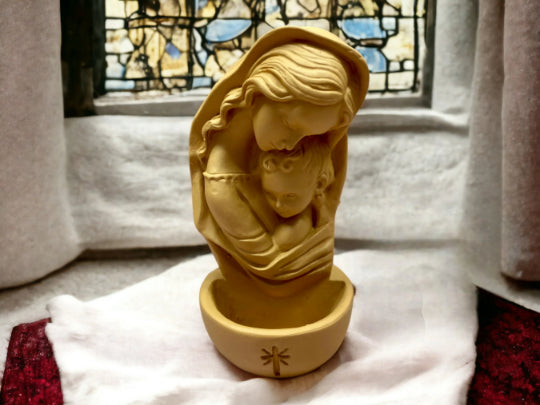 Virgin Mary and Child Holy Water Font – Resin Spiritual Decor, Christian Prayer Wall Hanging, Blessing Water Basin, Religious Gift Idea-OsirisTradingUK