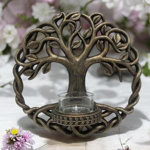 Tree of Life Candle Holder | 19 cm Resin Pagan Decor for Spiritual Spaces