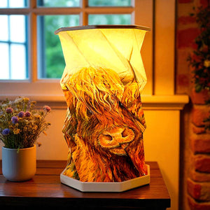 Highland Cow Foldable USB LED Lamp Rechargeable Origami Light Rustic Decor