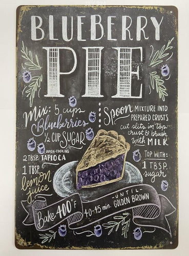 Deliciously Retro Blueberry Pie Metal Sign Vintage-inspired Kitchen Wall Decor House Warming Gift-OsirisTradingUK