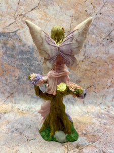 Enchanted Garden Fairy Figurine, Resin Hand-Painted Pink Floral Fantasy Decor, 16cm Mystical Fairy Statue for Home or Gift-OsirisTradingUK