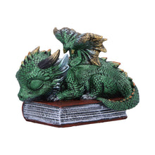 Load image into Gallery viewer, Fantasy Sleeping Dragon Ornament Gothic Creature Figurine on Magic Spell Book
