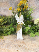 Charger l&#39;image dans la galerie, Handmade Resin Cherub Angel Guardian Resting on Golden Feather Sculpture-OsirisTradingUK
