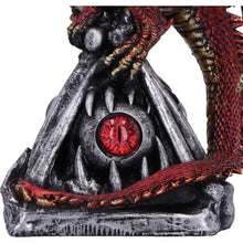 Load image into Gallery viewer, Fantasy Red Dragon Figurine Gothic Sculpture Pyramid Base Crystal Glass Eye Decor

