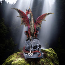 Load image into Gallery viewer, Red Dragon on Skull Figurine - Gothic Fantasy Ornament 23cm by Nemesis Now
