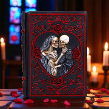 Load image into Gallery viewer, Macabre Skeleton Lovers Grimoire Journal Gothic Horror Couple Notebook Art
