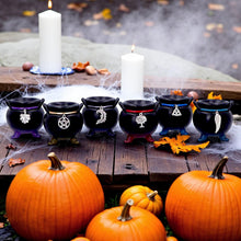 Load image into Gallery viewer, Positive Energy Cauldrons Set of 6 Mini Wiccan Altar Pagan Witchcraft Ornaments
