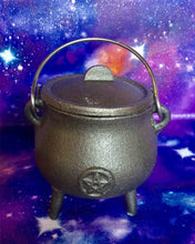 Load image into Gallery viewer, Cast Iron Cauldron Pentagram Wiccan Supplies Pagan Gift Altar Pentacle Spellcast Potions
