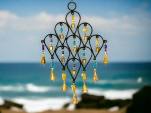 Melodic Harmony Wind Chime, Elegant Windchime Garden Decor, Cascading Heart Design, Soothing Sound, Outdoor Patio Ornament, Artisan Crafted-OsirisTradingUK