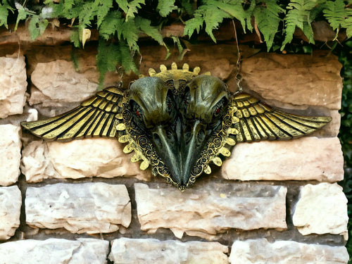 Gothic Raven Skull with Wings Wall Plaque - Handcrafted Resin Decor with Metal Hanger, Dark Fantasy Gothic Home Decor-OsirisTradingUK