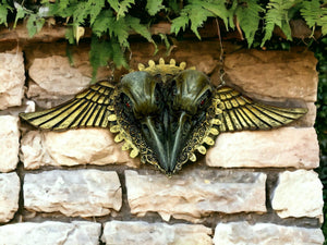 Gothic Raven Skull with Wings Wall Plaque - Handcrafted Resin Decor with Metal Hanger, Dark Fantasy Gothic Home Decor-OsirisTradingUK