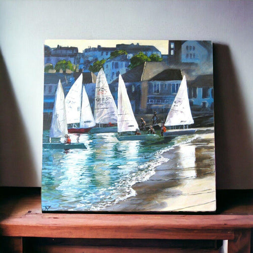 Sailboats Ceramic Picture Tile Judith Yates Nautical Seascape Art Coastal Decor-OsirisTradingUK