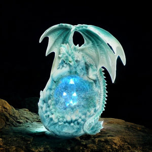 Icy Dragon Geode Light-Up Ornament - Hand-Painted Resin Crystal Cave Decor, Battery Operated