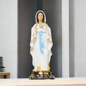 Beautifully Crafted Our Lady of Lourdes 20cm Resin Figurine Statue Religious Decor, Catholic Devotion, Blessed Virgin Mary Collectible