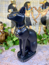 Load image into Gallery viewer, Egyptian Bastet Cat Statue, Resin Goddess Figurine, Ancient Deity, Protective Home Amulet, Mystical Egyptian Decor, Cultural Art Piece-OsirisTradingUK
