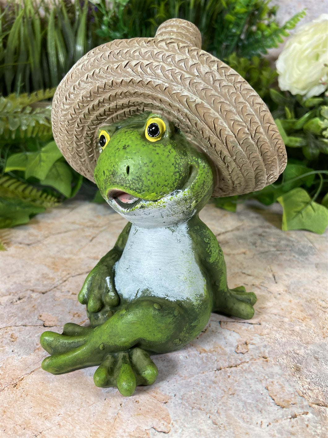 Hilarious Fiesta Frog Garden Ornament Handmade Resin Lawn Decoration-OsirisTradingUK