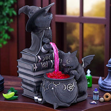 Load image into Gallery viewer, Gothic Curious Cauldron Figurine Cult Cuties Cats Brewing Magic Occult Ornament
