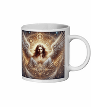 Load image into Gallery viewer, Archangel Jehudiel 11 oz Ceramic Mug | Angelic Spiritual Gift | Inspirational Coffee Mug | Heavenly Design | Christian Religious Mug-OsirisTradingUK
