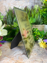 Load image into Gallery viewer, Cherished Sister Freestanding Glass Plaque, Sentimental Sisterhood Keepsake, Floral and Butterfly Tribute, Heartfelt Gift for Sibling
