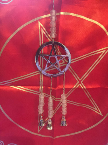 Pentagram Wind Chime with Bells Wiccan Pagan Decor Wall Hanging Pentacle Protection-OsirisTradingUK