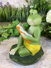 Load image into Gallery viewer, Hilarious Resin Frog Reading Book 15.5 cm Tall Garden Ornament Patio Decor-OsirisTradingUK
