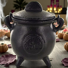 Load image into Gallery viewer, Cast Iron Tree of Life Cauldron Wiccan Altar Tool Pagan Witchcraft Ritual Burner
