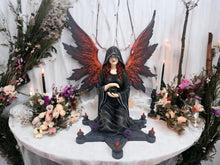 Load image into Gallery viewer, Enigmatic Dark Enchantress Resin Statue with Crystal Ball - Gothic Altar Pentagram Figure, Mystic Decor-OsirisTradingUK
