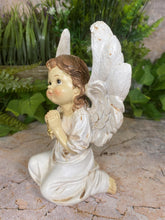 Load image into Gallery viewer, Handcrafted Guardian Angel Praying with Cross Statue Resin Sculpture
