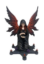 Load image into Gallery viewer, Enigmatic Dark Enchantress Resin Statue with Crystal Ball - Gothic Altar Pentagram Figure, Mystic Decor-OsirisTradingUK
