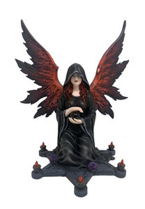Enigmatic Dark Enchantress Resin Statue with Crystal Ball - Gothic Altar Pentagram Figure, Mystic Decor-OsirisTradingUK